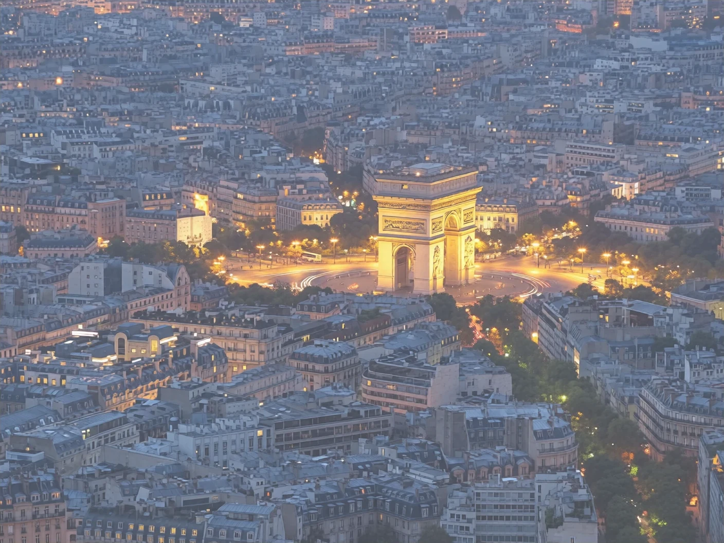 Arc de Triomphe, vue aérienne de Paris — DJ mariage DJ bar DJ réception privée DJ restaurant DJ entreprise Paris The French Deejay's