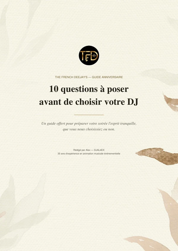 Couverture du guide — 10 questions à poser avant de choisir votre DJ