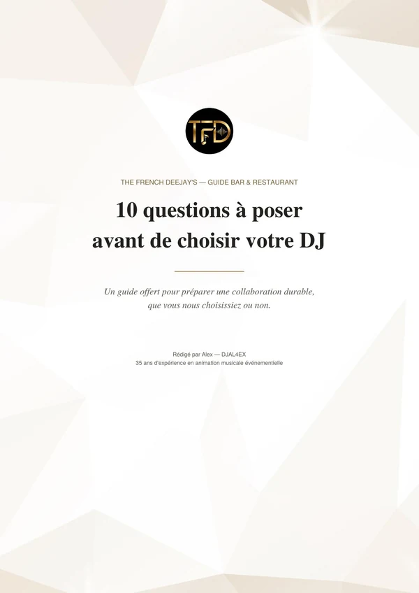 Couverture du guide — 10 questions à poser avant de choisir votre DJ