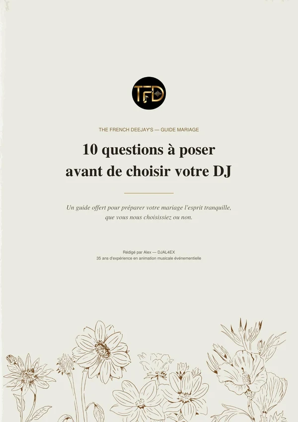 Couverture du guide — 10 questions à poser avant de choisir votre DJ