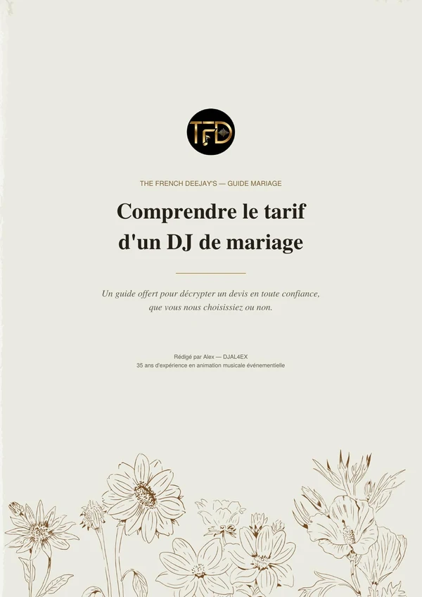 Couverture du guide — Comprendre le tarif d'un DJ de mariage
